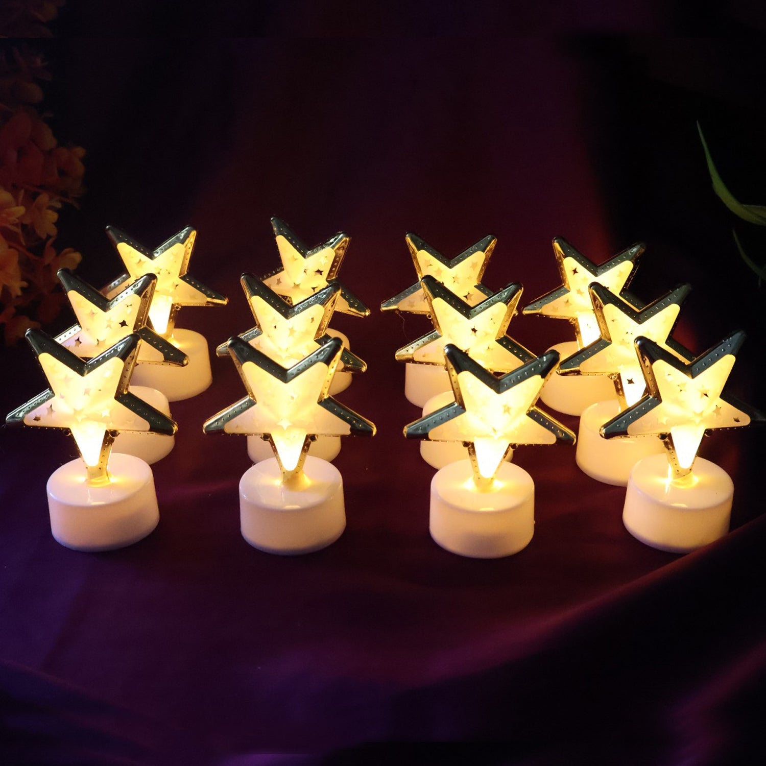 Decorative Star Shaped Flameless LED Candles (12 Pc) Decorative Star Shaped Flameless LED Candles (12 Pc)